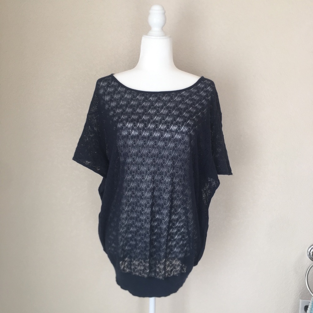 The Limited dark blue sheer knit top
